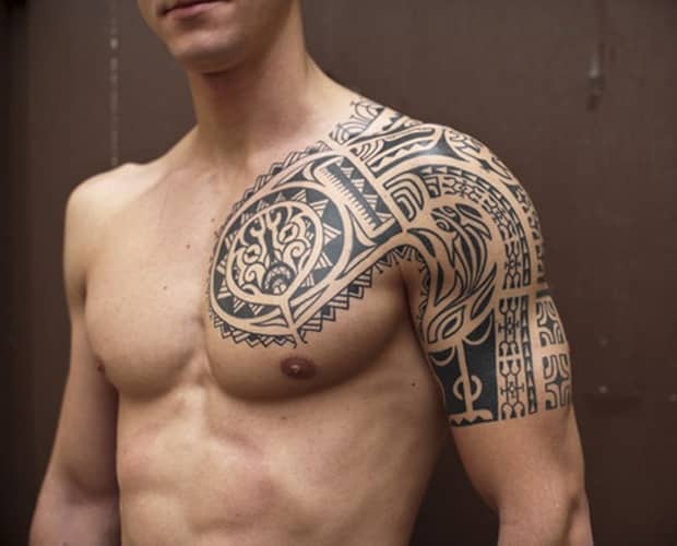 tribal-chest-tattoo for men
