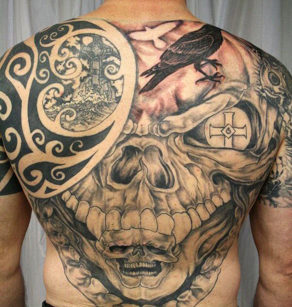 tribal tattoo skull tribal back tattoo for men