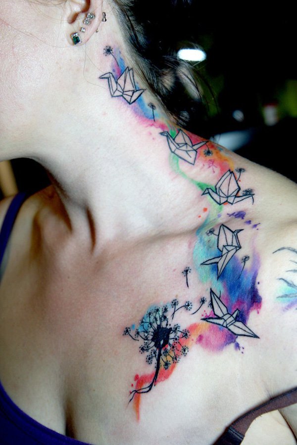 watercolour dandelion tattoo