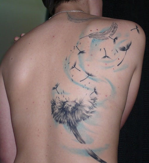 watercolour dandelion tattoo