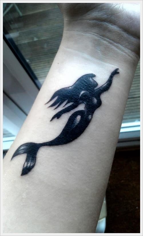 Wonderful Black Outline Mermaid Tattoo Stencil By Javier Misle
