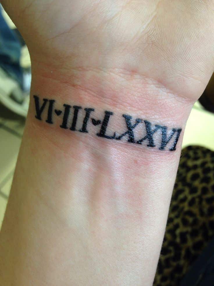 cool roman numeral date tattoo