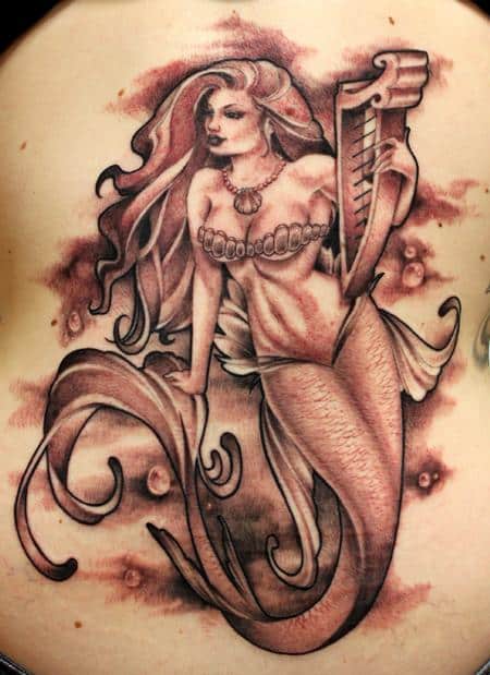 harp mermaid tattoos