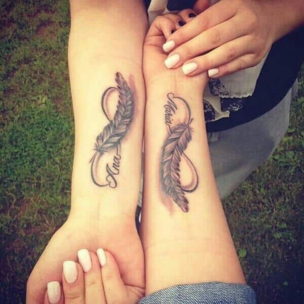 infinity-feather-sisters-tattoos