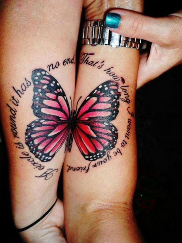 Matching-tattoo-Butterfly-on-Forearm