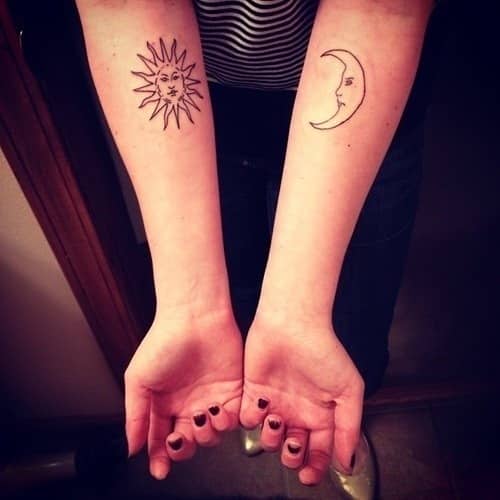 Small-Matching-Tattoos-for-Women-Sun-and-Moon