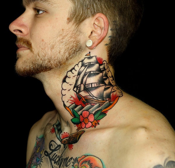 Ship-tattoo-on-neck