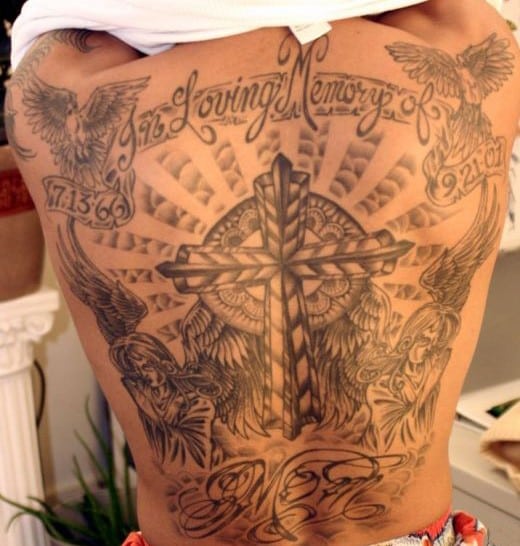 christian back memorial tatoos