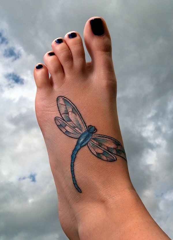 dragonfly-tattoo on foot