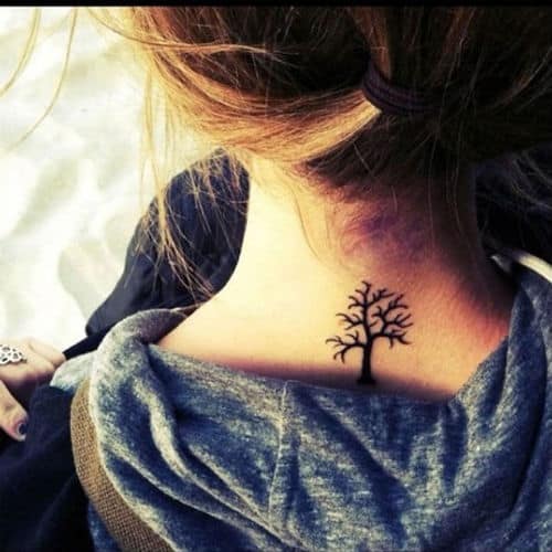 nice-small-tree-back-neck-tattoo-for-girls