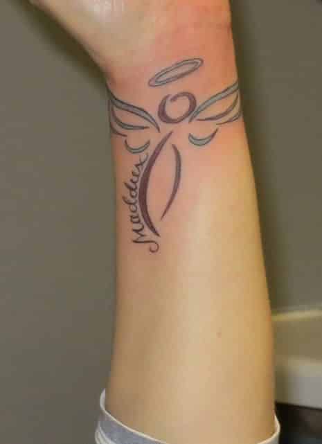 small beautiful wrist memorial tattoo for female