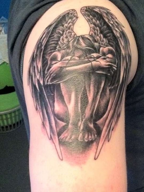 weeping-angel-arm-tattoo-for-men