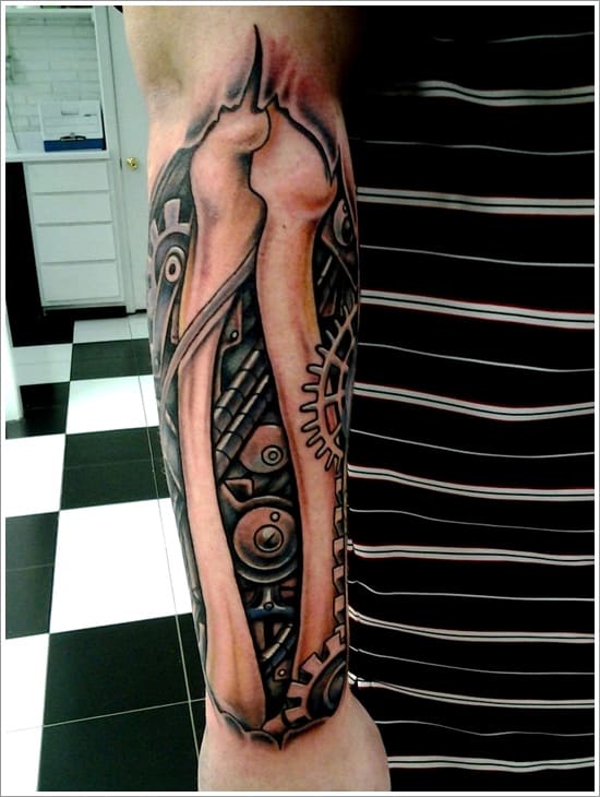 Bone-and-mechanical-arm-tattoo-designs