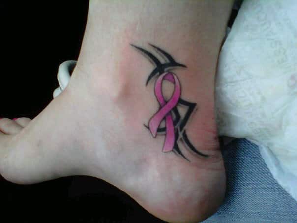 black-tribal-and-pink-ribbon-cancer-tattoos-on-ankle