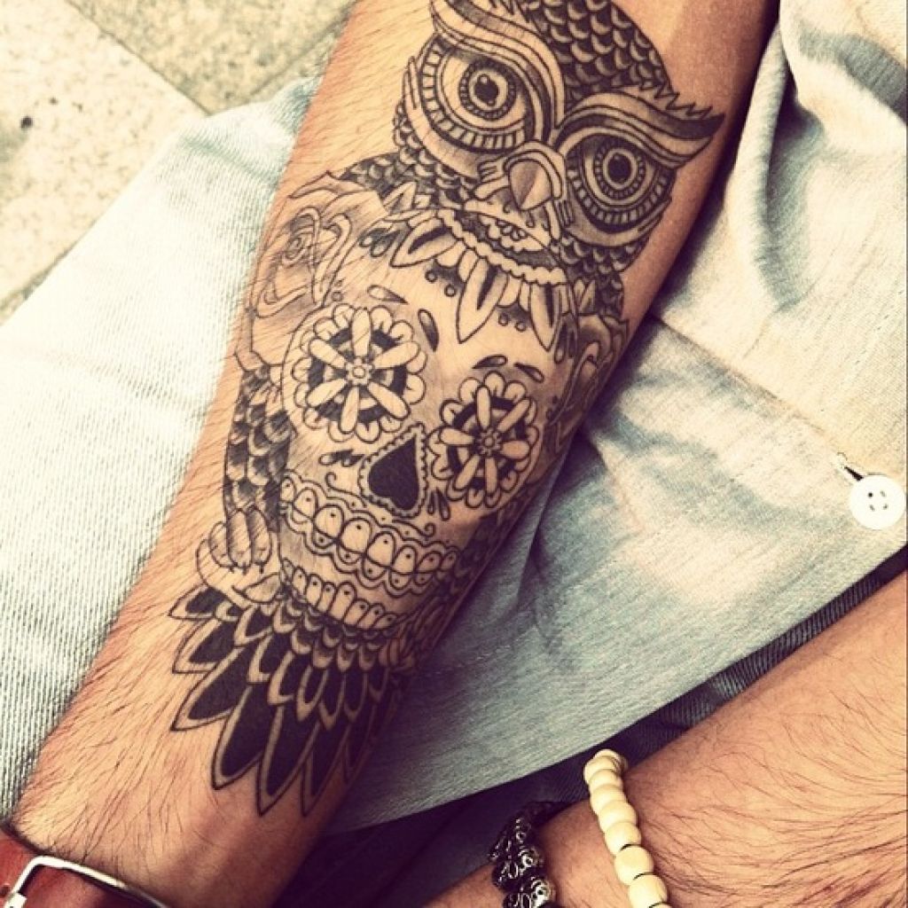 owl-sugar-skull-tattoo