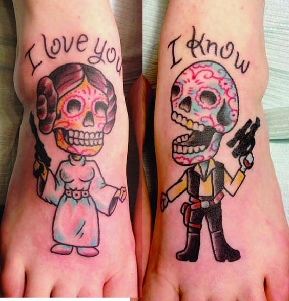 sugar skull tattoo on foot