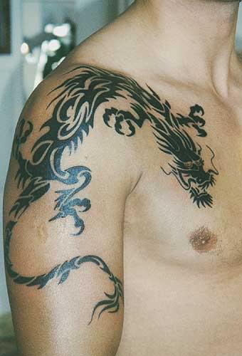 tribal-asian-dragon-tattoo-on-shoulder