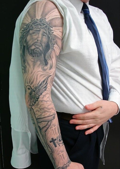 religious Tattoo Sleeve jesus Designs