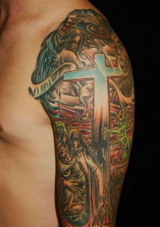 christian-quarter-sleeve-tattoos
