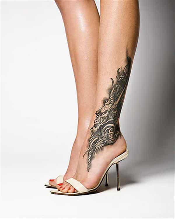 tattoo ideas for women unique dragon in foot
