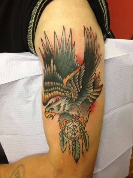 3d-eagle-and-dream catcher-tattoos