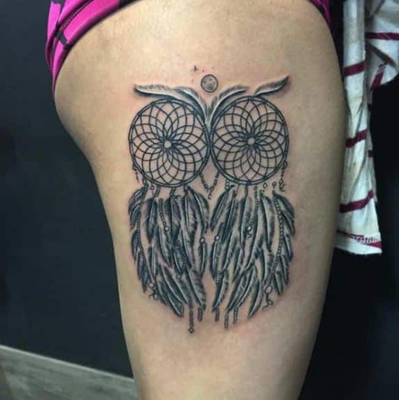 owl-dream catcher-tattoo
