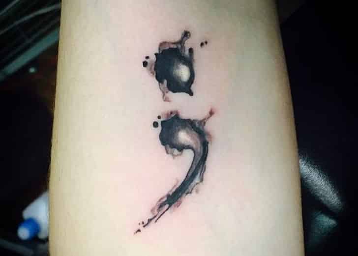 ink spot semi colon tattoo