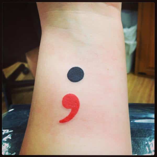 semicolon tattoos on wrist