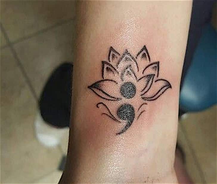 semicolon lotus flower tattoos