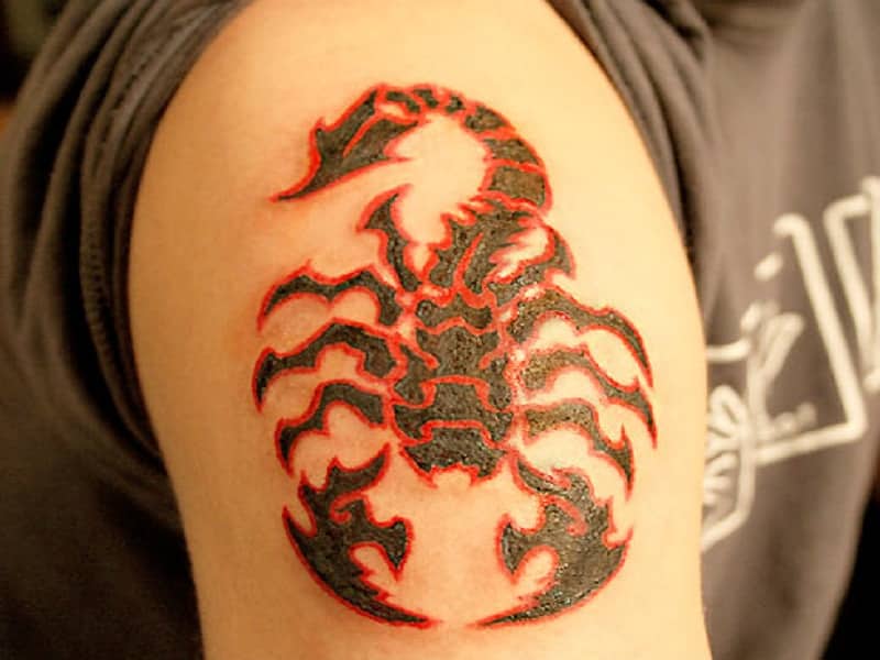 Red and Black Scorpion Tattoo