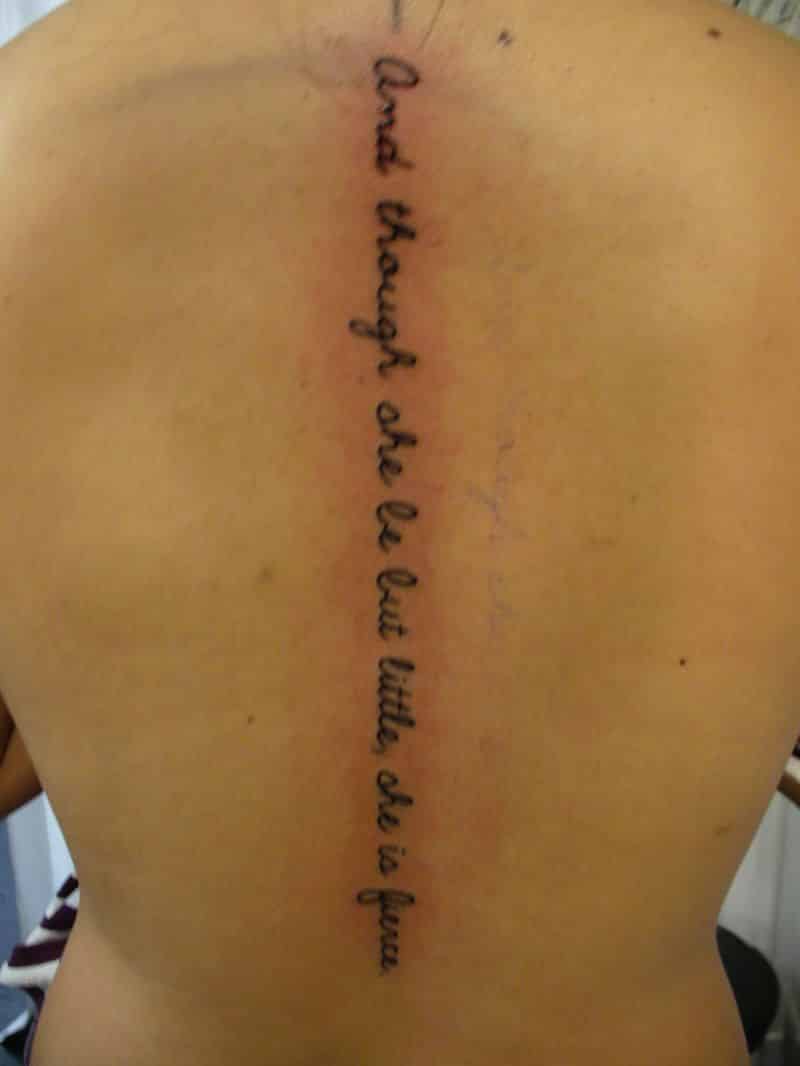 best lettering spine tattoo
