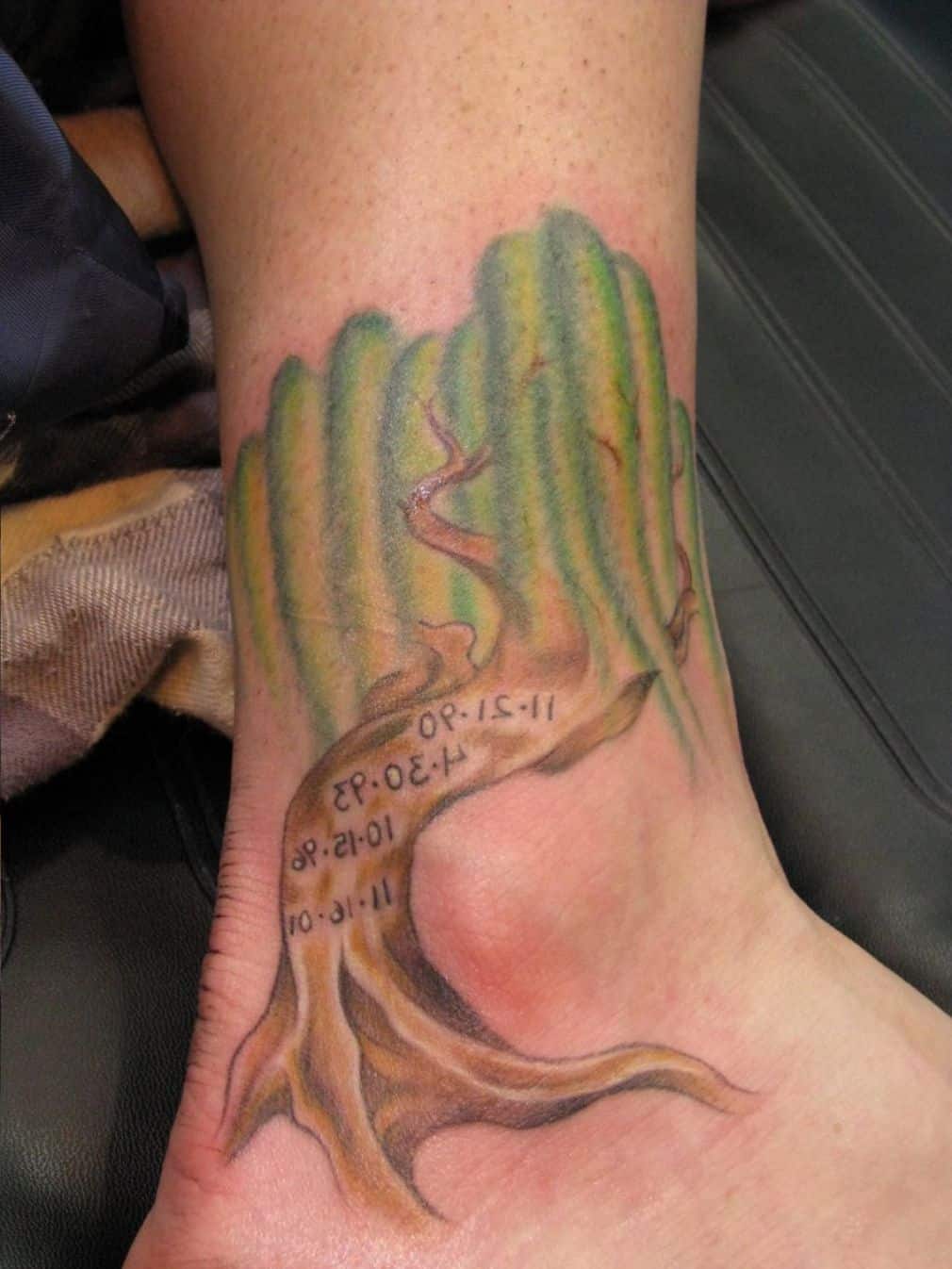 Weeping Willow Tree Ankle Tattoo Design