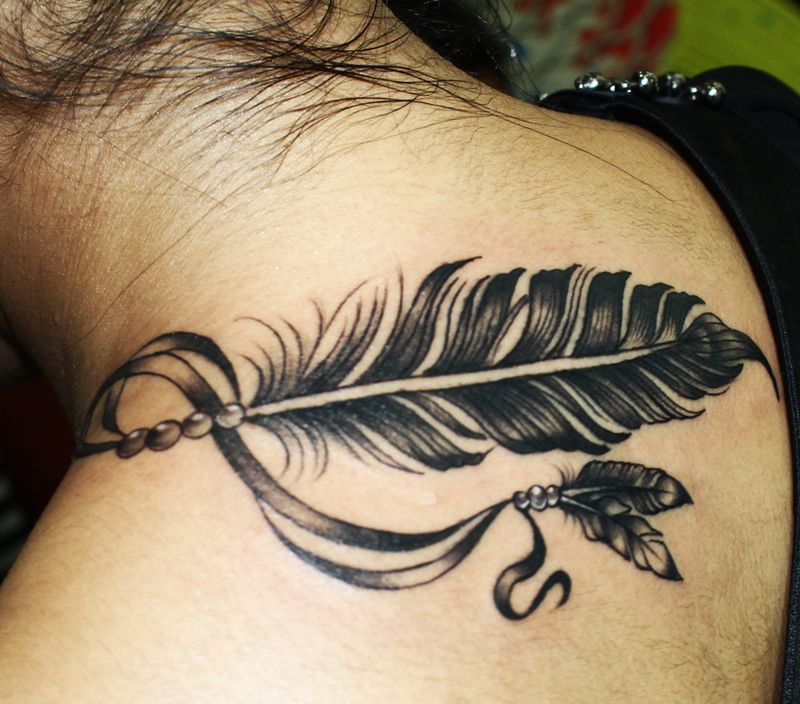 Feather Birds Tattoos Designs