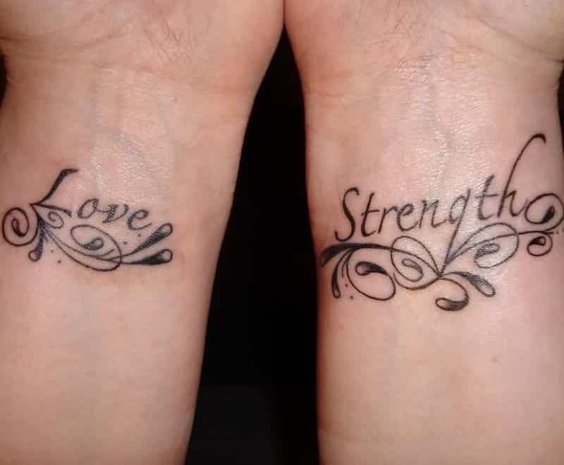 Love Strength Wrist Tattoos