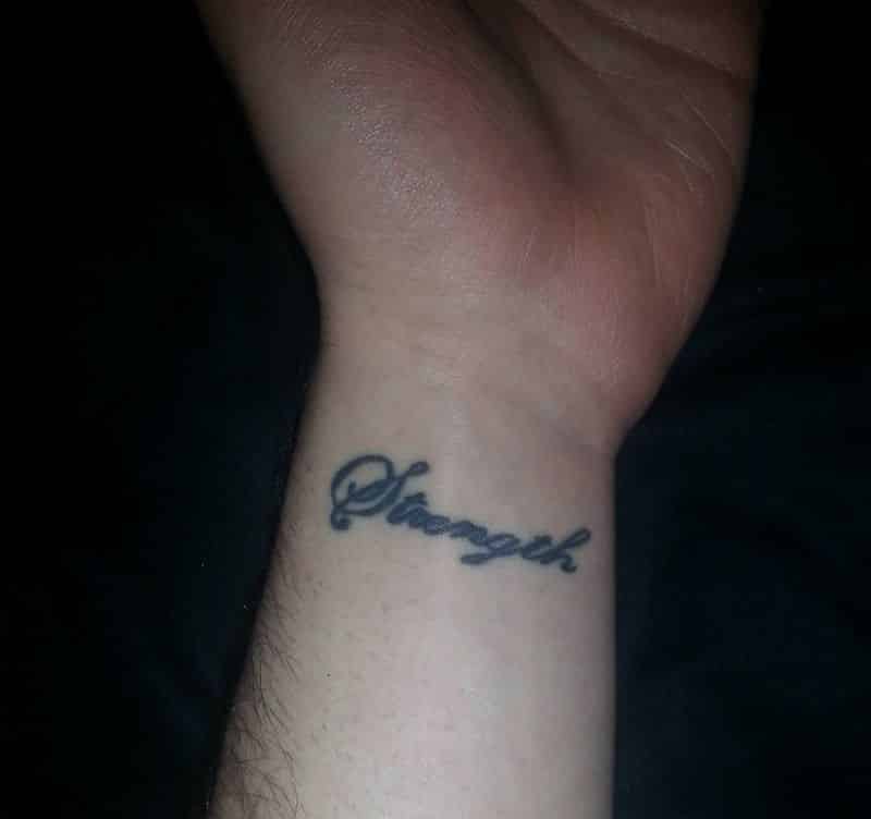 Strength Word Tattoo On Wrist