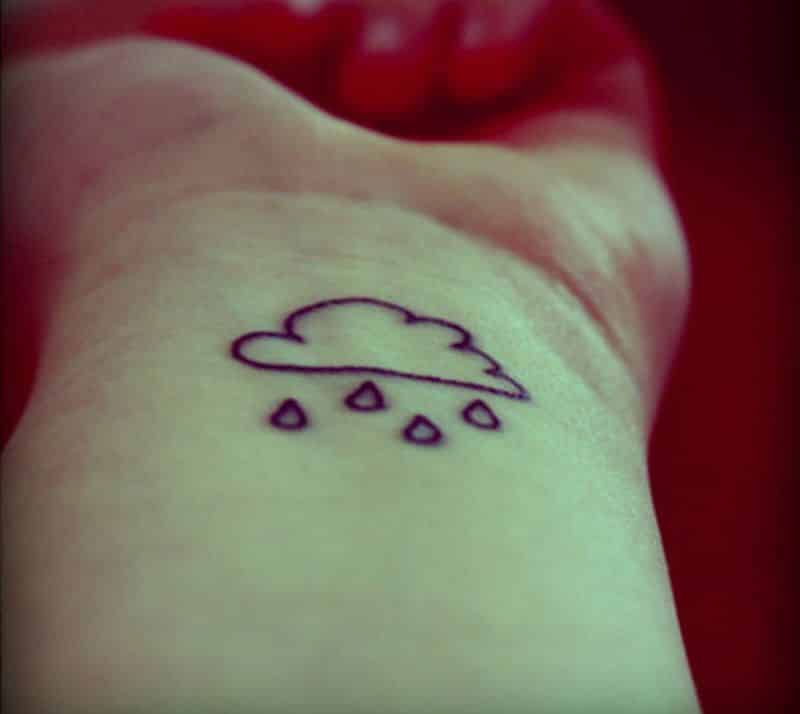 Cloud And Rain Drops Wrist Tattoo