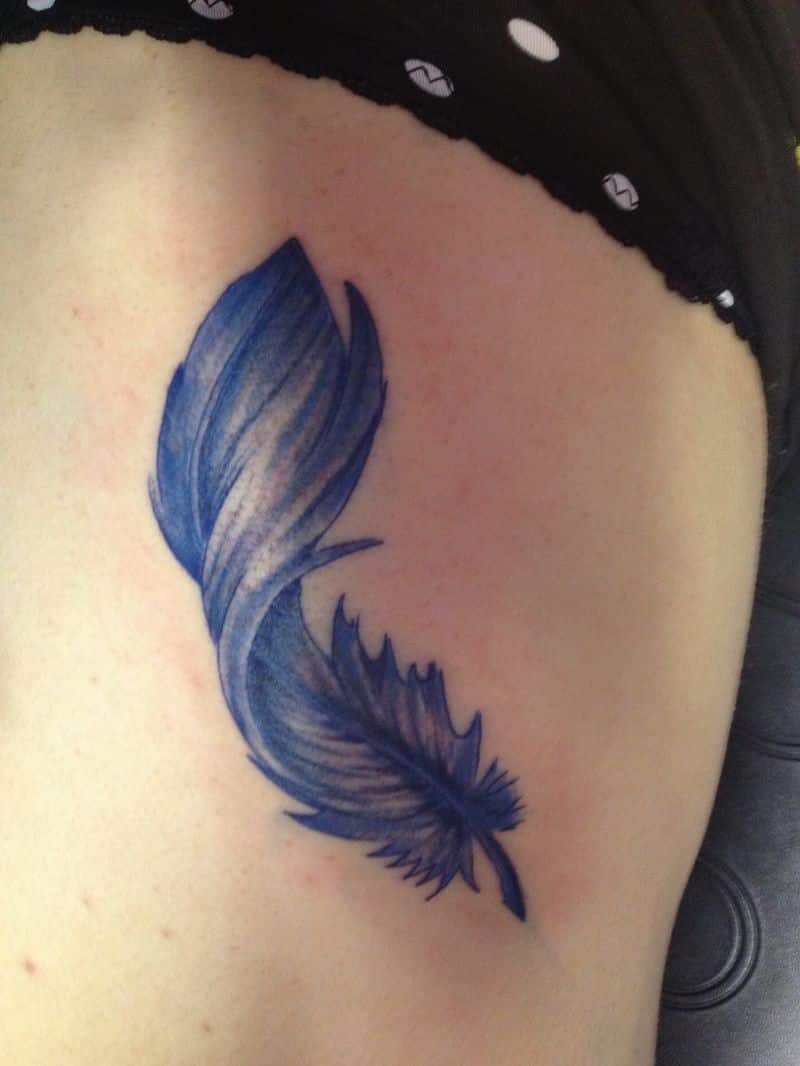 Cute Blue Feather Tattoo