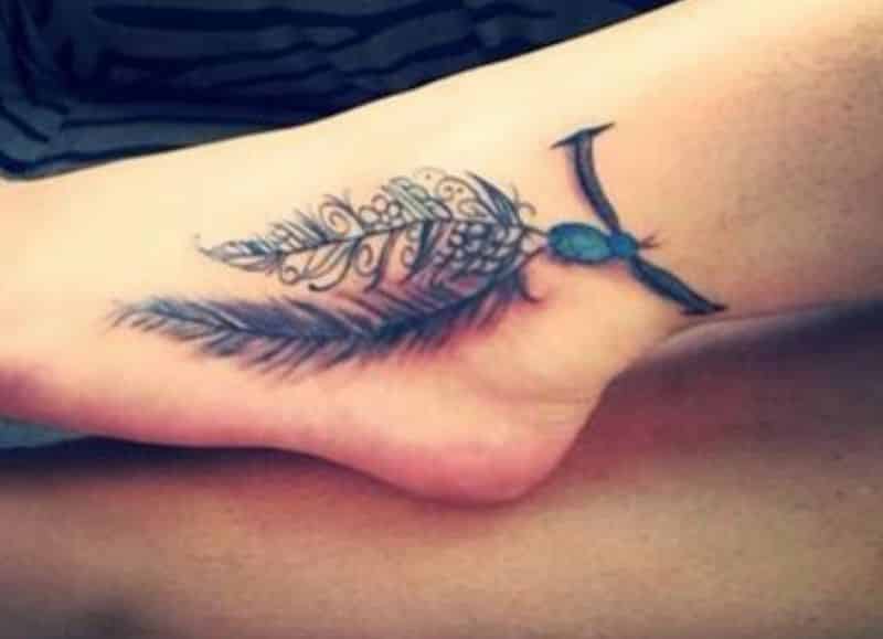 Free Tattoo Designs Feather tattoo on the ankle