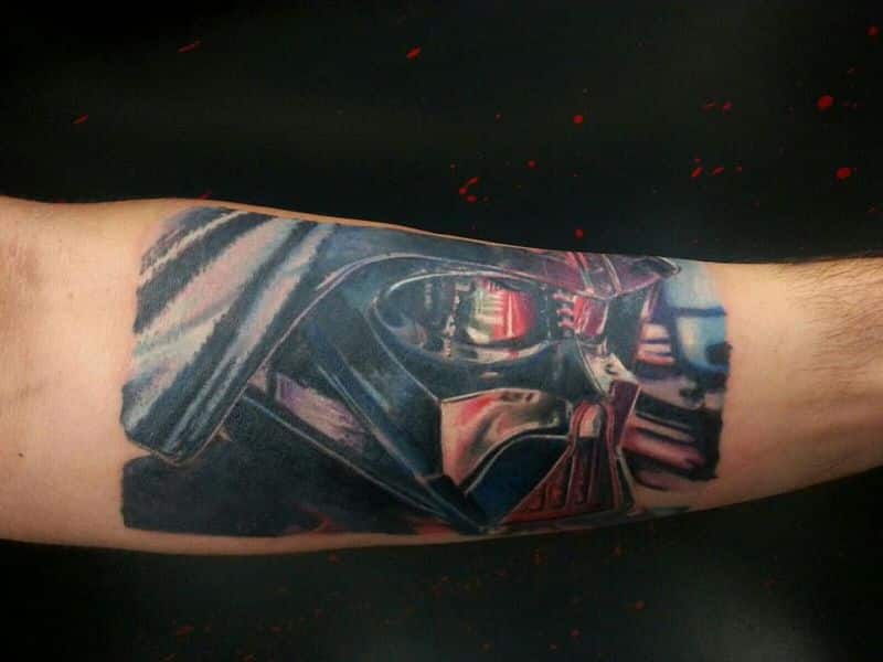 Nice Darth Vader Tattoo On Left Forearm