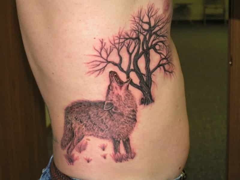 Rib Tattoo For Men Wolf