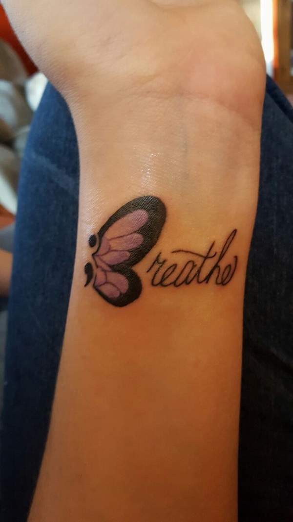 Semicolon butterfly tattoo