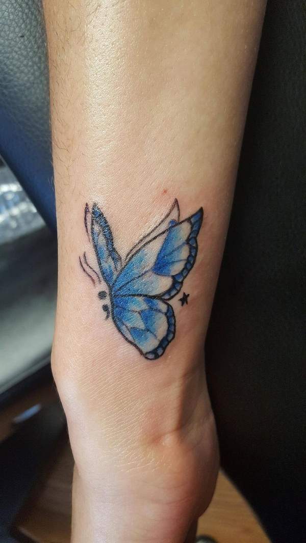 Semicolon butterfly tattos