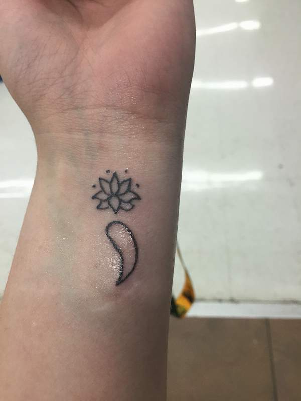 semicolon flower tatto