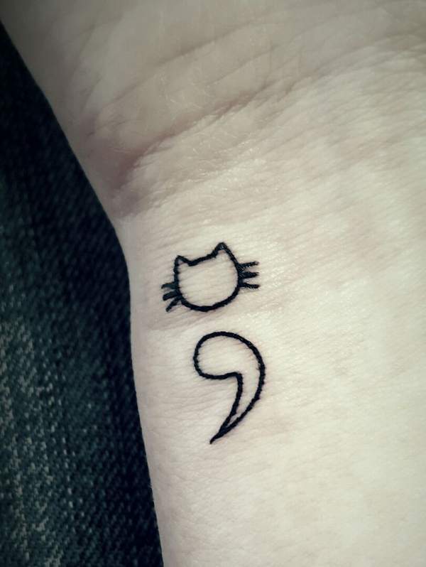 cat semicolon tattoo