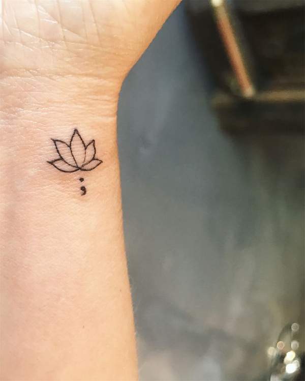 semicolon tattoo lotus