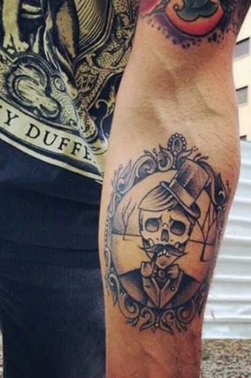 Hat and Pipe Skull Tattoo